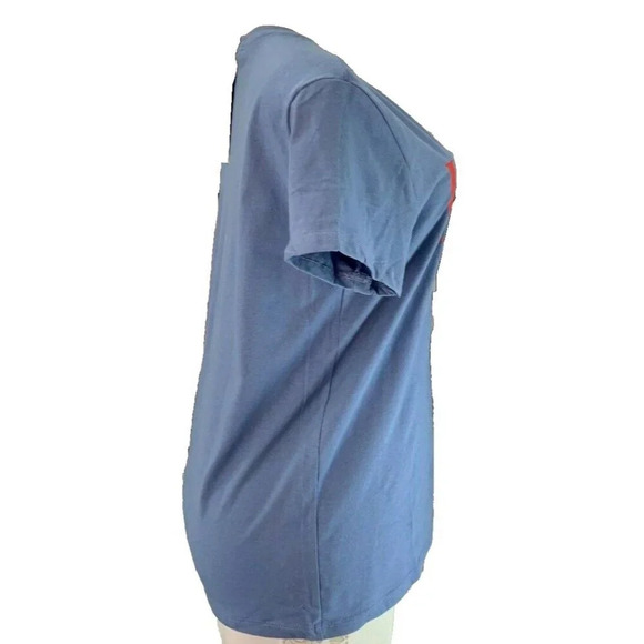 Levi's L Blue Crew Neckline Red Logo Name Graphic Cotton Short Sleeve Tee - Picture 3 of 6